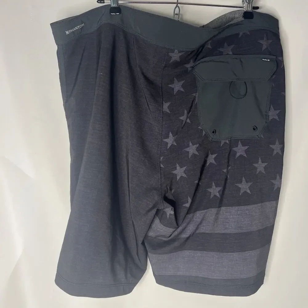 HURLEY PHANTOM MENS SIZE 40 PATRIOT STARS & STRIPES Grey BOARDSHORTS Swim